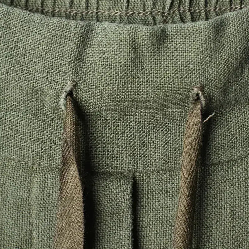 [BUNJANG] ZIOZIO Training Pants Khaki Linen Trousers / W(S-M) 지오송지오 트레이닝복 바지 밴딩 카키 린넨 마-255A