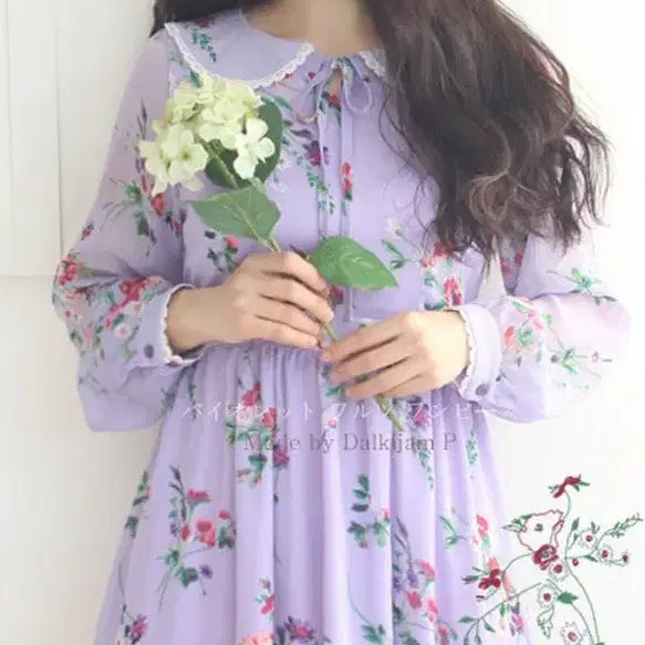 [BUNJANG] Strawberry Jam Project Purple Scent Dress / 딸기쨈프로젝트 보랏빛향기 요루쉬폰 원피스