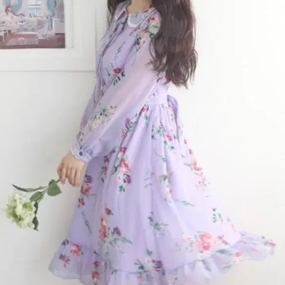 [BUNJANG] Strawberry Jam Project Purple Scent Dress / 딸기쨈프로젝트 보랏빛향기 요루쉬폰 원피스
