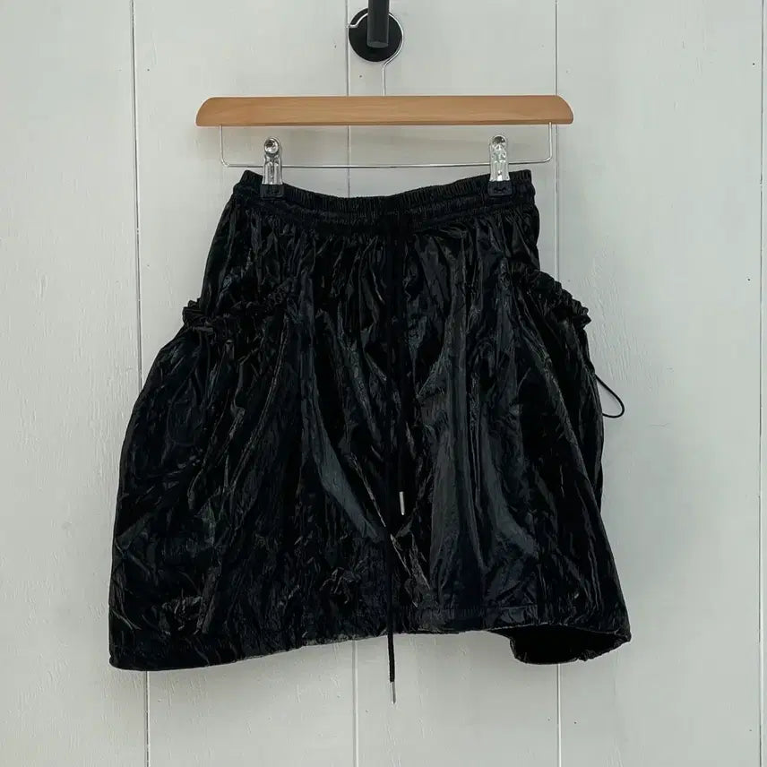 [BUNJANG] Vintage Faux Leather Pleated Mini Skirt / VINTAGE 레더 스트링 플리츠 미니 스커트