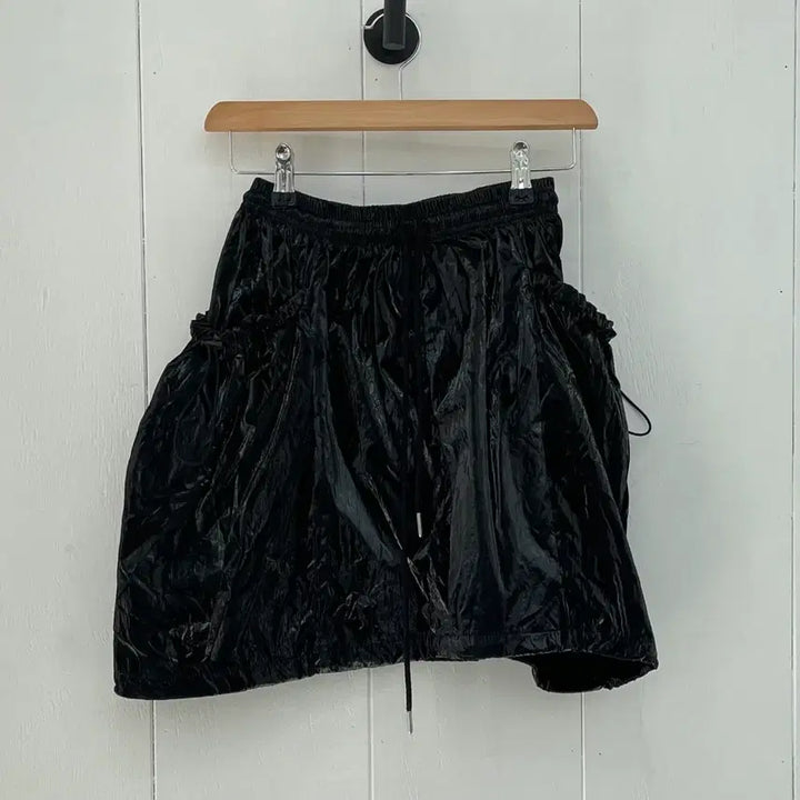 [BUNJANG] Vintage Faux Leather Pleated Mini Skirt / VINTAGE 레더 스트링 플리츠 미니 스커트