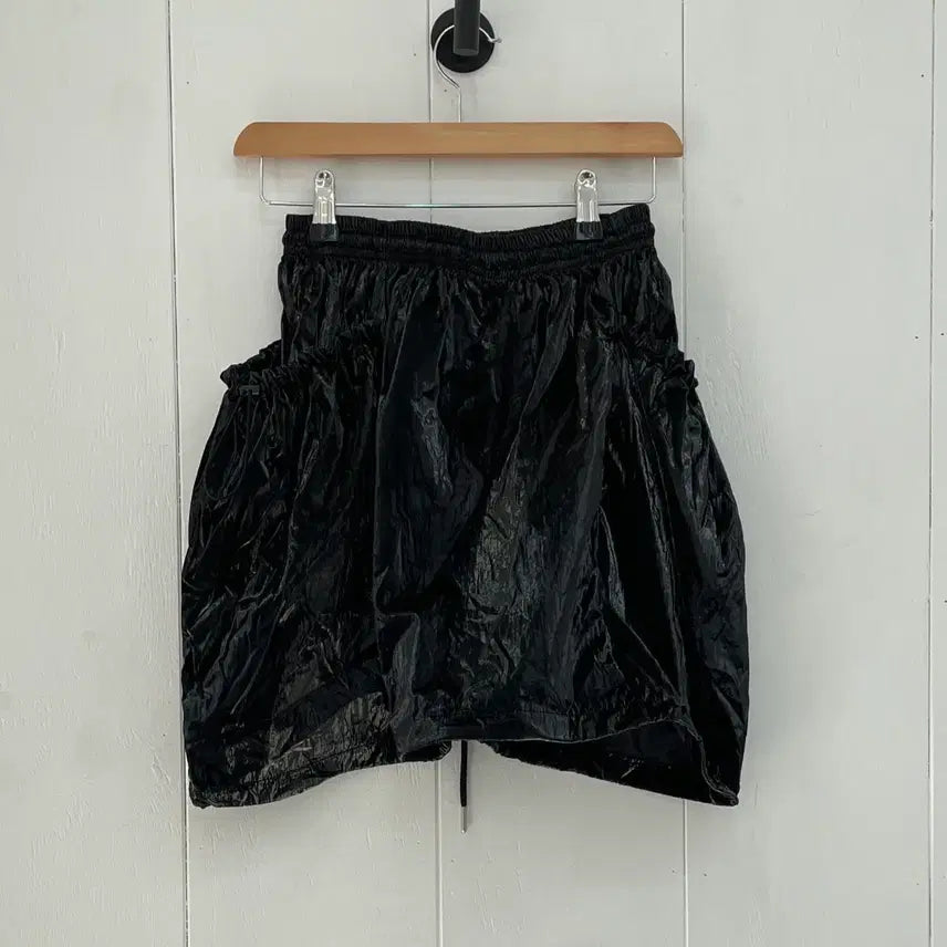[BUNJANG] Vintage Faux Leather Pleated Mini Skirt / VINTAGE 레더 스트링 플리츠 미니 스커트