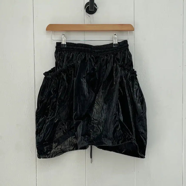 [BUNJANG] Vintage Faux Leather Pleated Mini Skirt / VINTAGE 레더 스트링 플리츠 미니 스커트