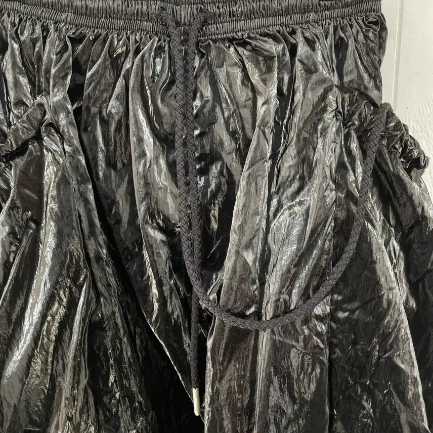 [BUNJANG] Vintage Faux Leather Pleated Mini Skirt / VINTAGE 레더 스트링 플리츠 미니 스커트
