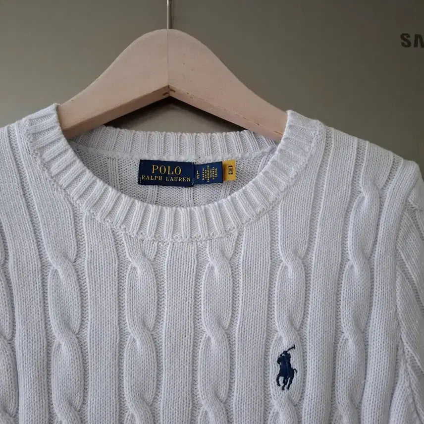 [SOLD OUT] 폴로 랄프로렌 케이블 반팔 니트 흰색