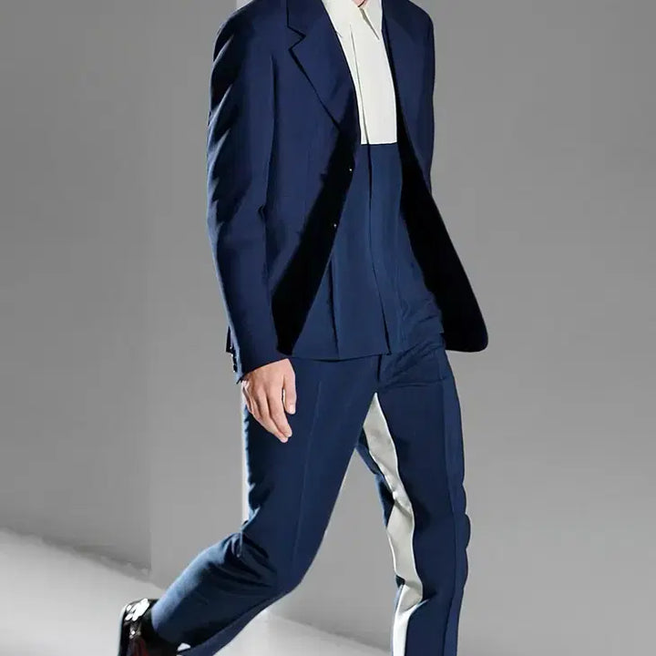 [BUNJANG] Prada Navy White Line Slacks / 프라다 네이비 화이트 라인 바지 슬랙스 런웨이착장 48사이즈
