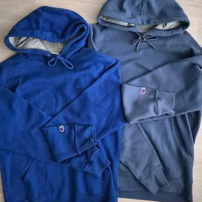 [BUNJANG] Champion Hoodie &amp; Zip-Up Set - Blue, Washed Blue, Grey, Black / 챔피온 후드티 블루S 워시드블루M 그레이 블랙 후드집업