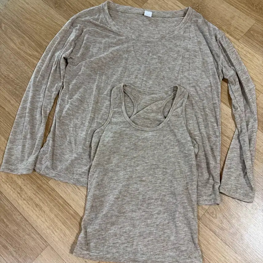 [BUNJANG] Off-Shoulder Long Sleeve and Tank Top Set / 오프숄더 긴팔+나시 코디세트