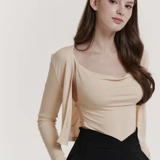 [BUNJANG] Grace Yu Jojo Sleeveless Cardigan + Top Set Cream / 그레이스유 조조 슬리브리스 가디건 + 탑 나시 세트 크림