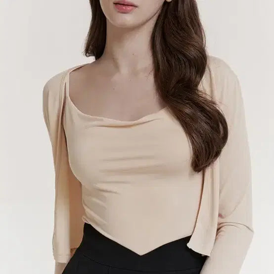 [BUNJANG] Grace Yu Jojo Sleeveless Cardigan + Top Set Cream / 그레이스유 조조 슬리브리스 가디건 + 탑 나시 세트 크림