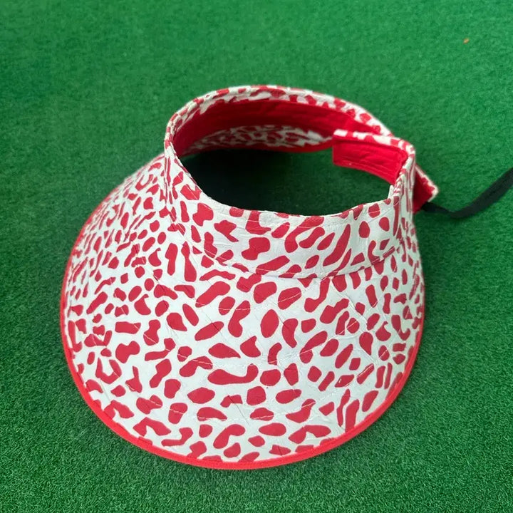 [BUNJANG] Red and White Pattern Wide Brim Sun Cap / 미사용 새상품) 레드 앤 화이트 패턴 와이드 여성 썬캡