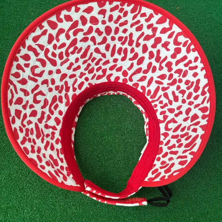 [BUNJANG] Red and White Pattern Wide Brim Sun Cap / 미사용 새상품) 레드 앤 화이트 패턴 와이드 여성 썬캡