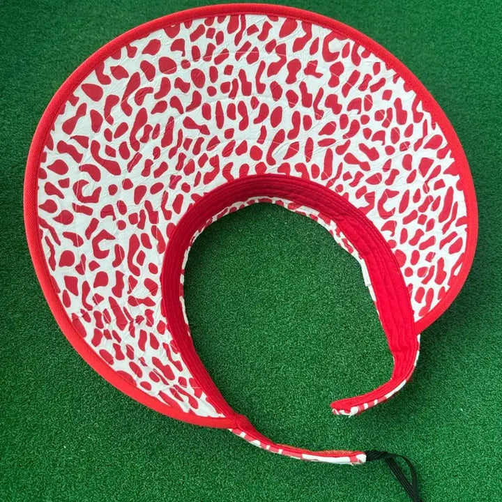 [BUNJANG] Red and White Pattern Wide Brim Sun Cap / 미사용 새상품) 레드 앤 화이트 패턴 와이드 여성 썬캡