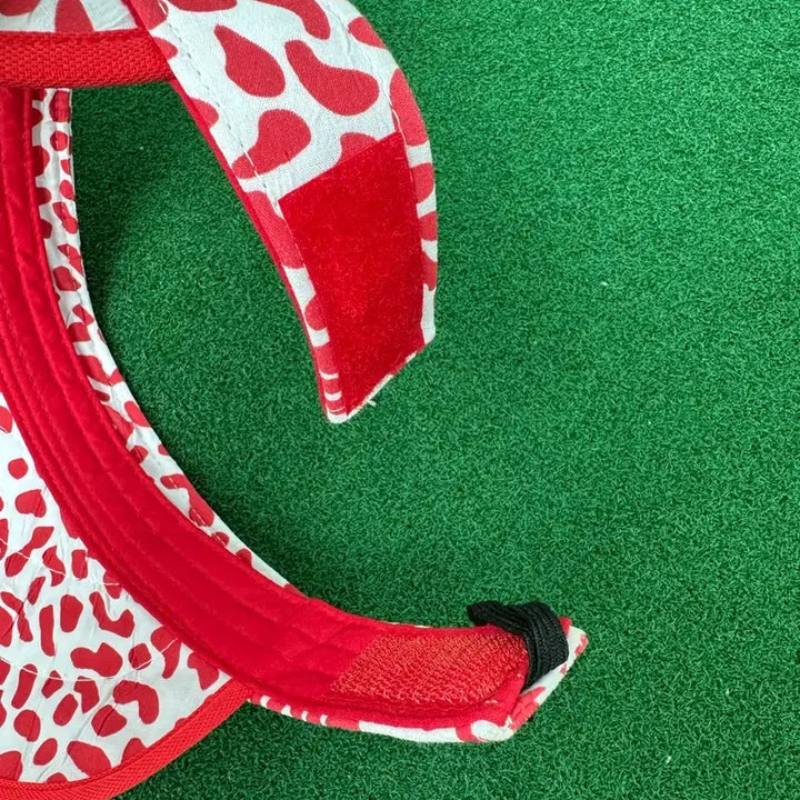 [BUNJANG] Red and White Pattern Wide Brim Sun Cap / 미사용 새상품) 레드 앤 화이트 패턴 와이드 여성 썬캡
