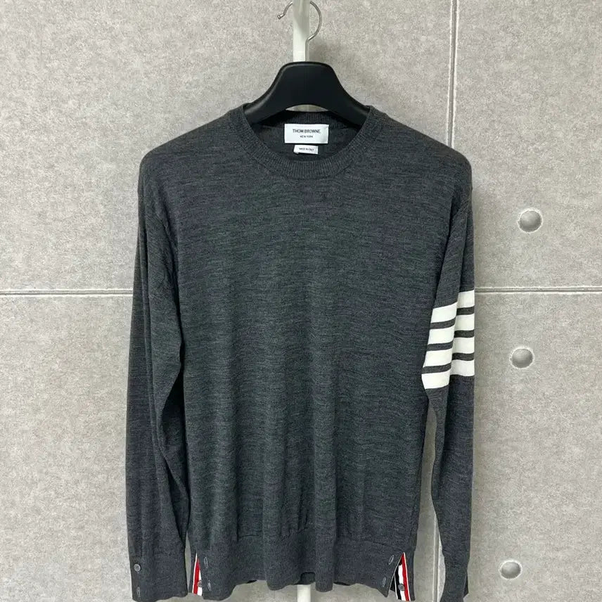 [BUNJANG] Thom Browne Merino Wool Knit Gray / [정품] 새상품급 / 5 톰브라운 사선 메리노울니트 그레이