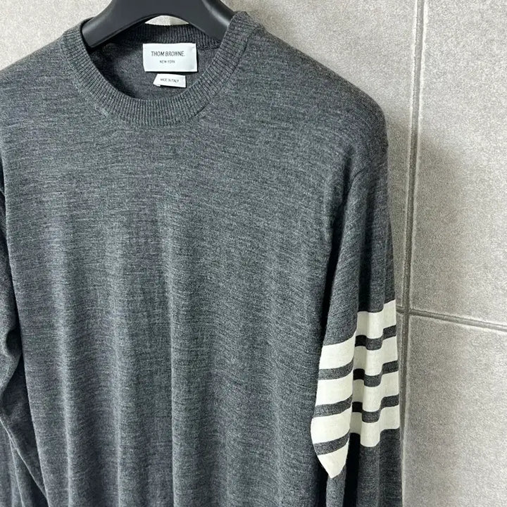 [BUNJANG] Thom Browne Merino Wool Knit Gray / [정품] 새상품급 / 5 톰브라운 사선 메리노울니트 그레이