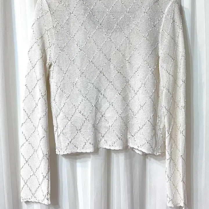 [BUNJANG] White Ivory Beaded Knit Cardigan and Tank Top Set / (새상품) 화이트아이보리 비즈 장식 나시 가디건 니트 세트 44-55