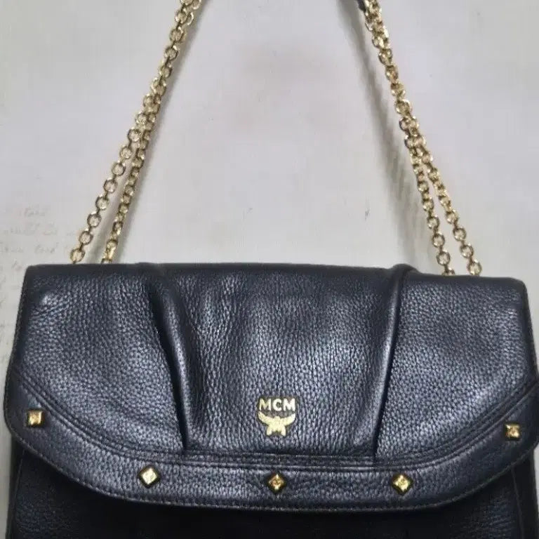 [BUNJANG] MCM Black Leather Shoulder Bag / MCM 블랙 레더 숄더백 체인백