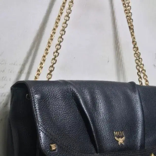 [BUNJANG] MCM Black Leather Shoulder Bag / MCM 블랙 레더 숄더백 체인백