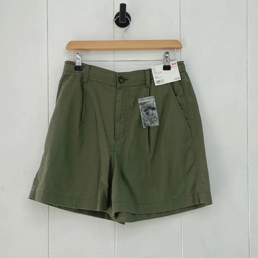 [BUNJANG] Uniqlo Linen Cotton Short Pants Olive Green / 유니클로 리넨 코튼 쇼트 팬츠