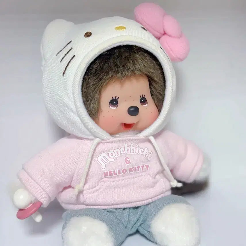 [BUNJANG] Monchhichi x Sanrio Hello Kitty Collaboration Plush Toy (S Size) / 몬치치 키티 s 인형