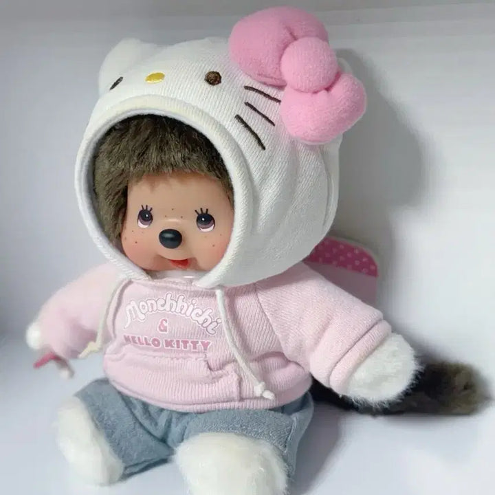 [BUNJANG] Monchhichi x Sanrio Hello Kitty Collaboration Plush Toy (S Size) / 몬치치 키티 s 인형