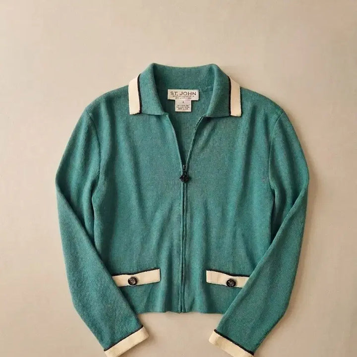[BUNJANG] St. John Collection Zip Knit Jacket / [정품] 센존(St. John) 컬렉션 지퍼 니트 자켓 (사이즈 4)