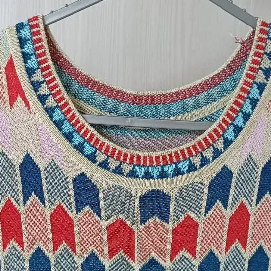[BUNJANG] Pattern Knit Short Sleeve Dress / 패턴 니트 반팔 원피스