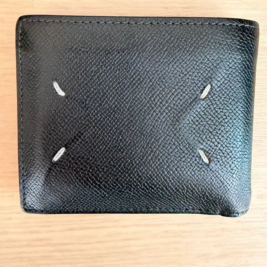 [BUNJANG] Maison Margiela Style Stitch Bifold Wallet Black Leather / 마르지엘라 스타일 스티치 블랙 반지갑