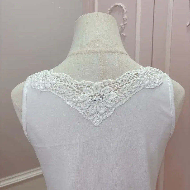 [BUNJANG] Vintage Lace Cami Top / 3번/레이스 나시 화이트/일본빈티지