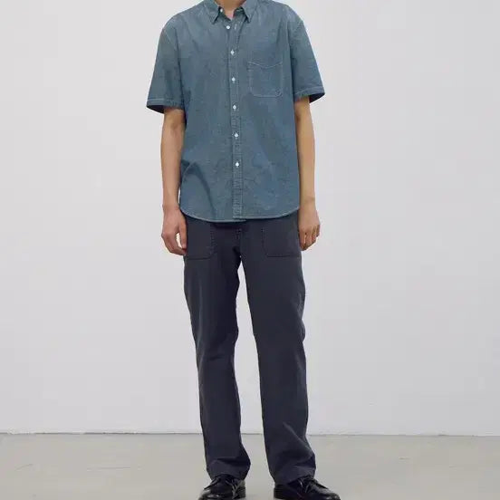 [SOLD OUT] 포터리 샴브레이 반팔 컴포트셔츠 4사이즈 네이비