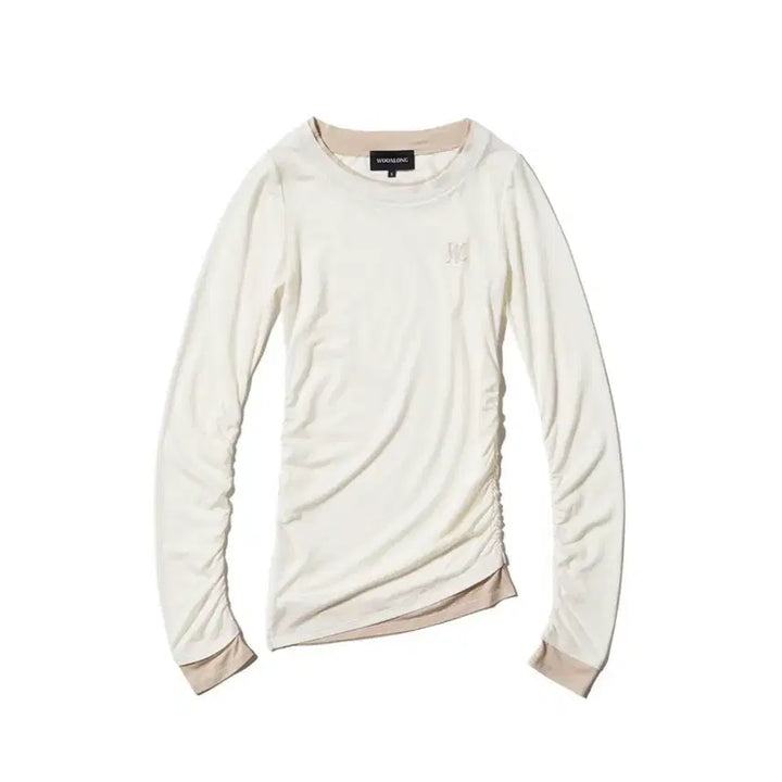 [BUNJANG] W.A.U Signature Layered Long Sleeve White XS / [우알롱] 시그니처 셔링 레이어드 롱 슬리브 화이트 XS