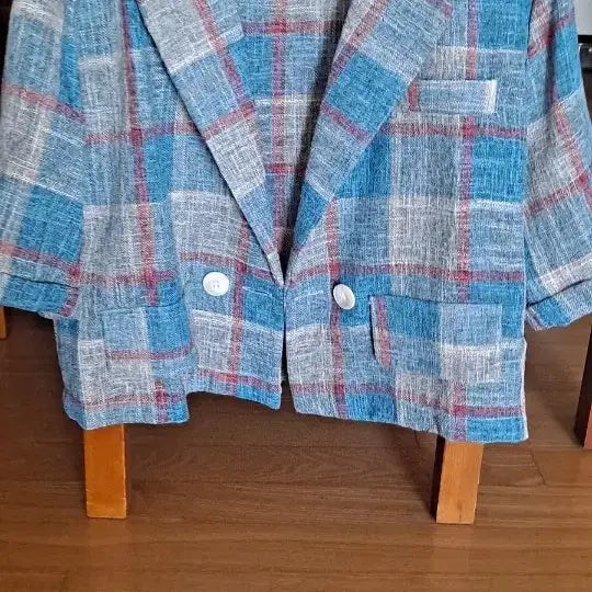 [BUNJANG] Check Crop 7-Sleeve Jacket / 체크크롭7부소매 마자켓(새상품)