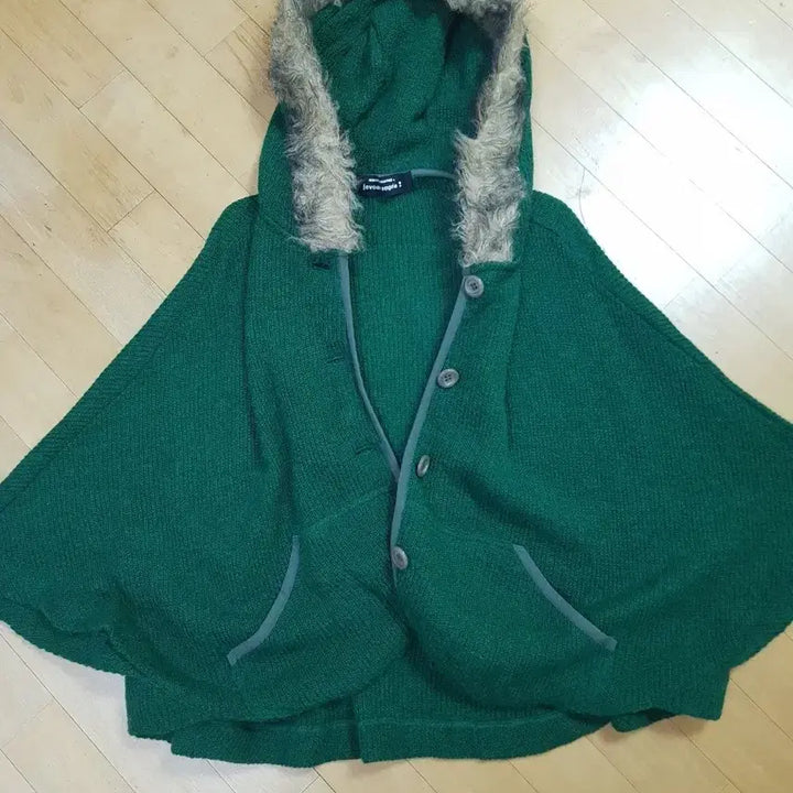 [BUNJANG] Mercibeaucoup Wool Blend Fur Hoodie Poncho / 일본 메르시보꾸 울혼방 퍼후디 판초