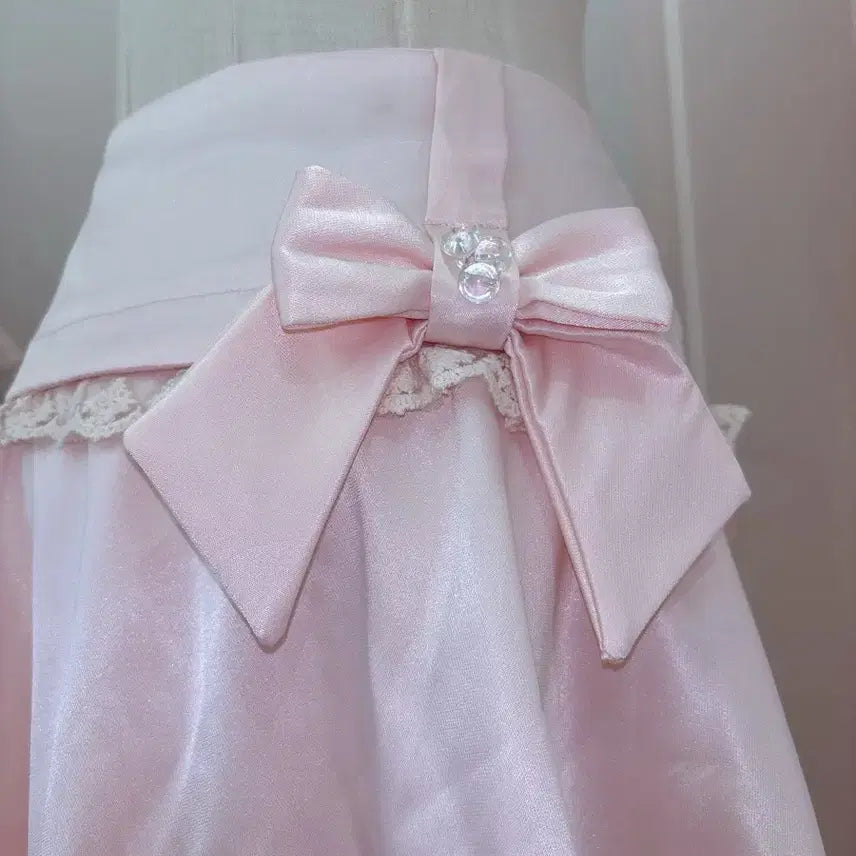 [BUNJANG] Vintage Ribbon Lace Pink Skirt / 6번/리본 레이스 핑크 스커트/일본빈티지