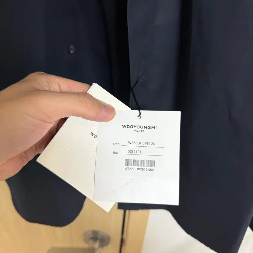 [BUNJANG] Wooyoungmi Cotton Back Logo Shirt Navy / [52] 25F/W 우영미 코튼 백로고 셔츠 네이비 새상품