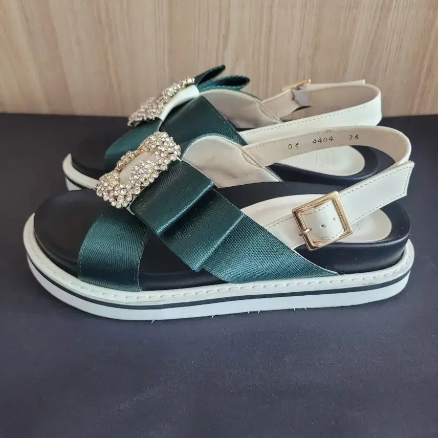 [BUNJANG] Clip Sandals with Cubic Ribbon for Women 230 / 클립샌들 큐빅 리본 샌들 230