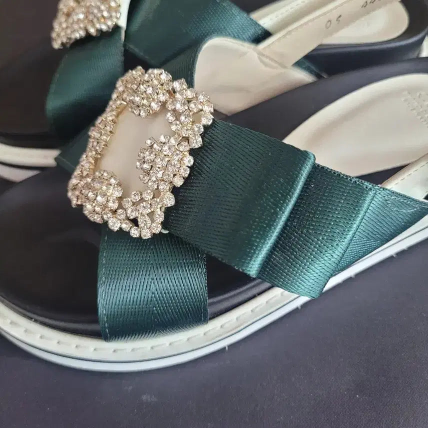 [BUNJANG] Clip Sandals with Cubic Ribbon for Women 230 / 클립샌들 큐빅 리본 샌들 230