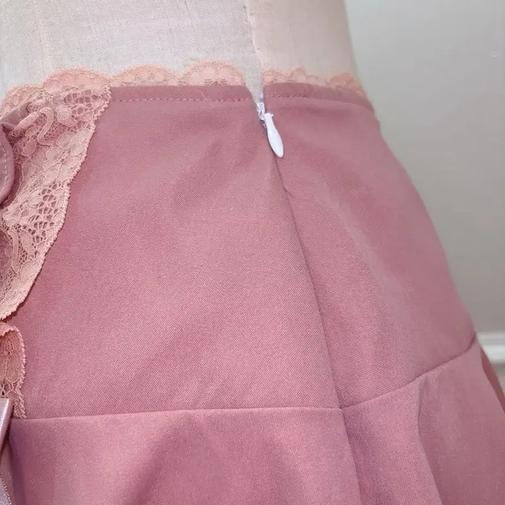 [BUNJANG] Vintage Ribbon Lace Pink Skirt / 7번/리본 레이스 스커트/일본빈티지