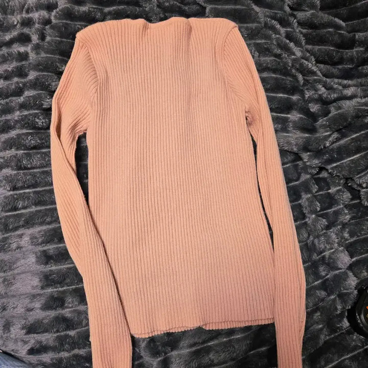 [BUNJANG] Pink Beige Ribbed Knit Cardigan / 핑크베이지 골지니트가디건 분홍색