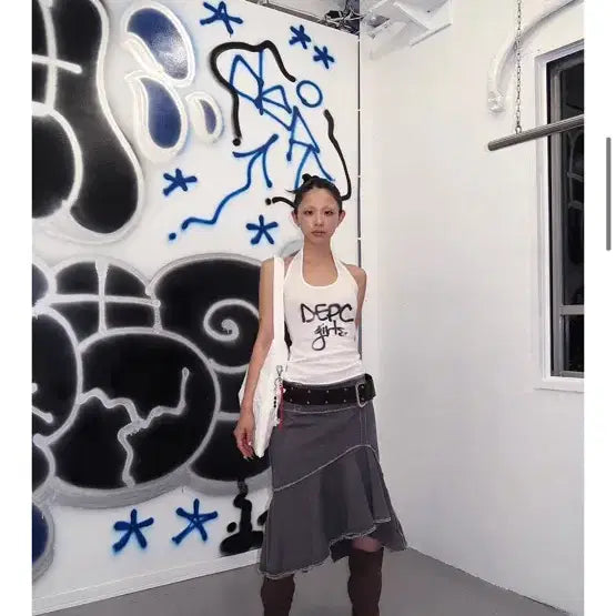 [BUNJANG] Depk Logo Halter Top / 뎁크 로고 홀터 탑
