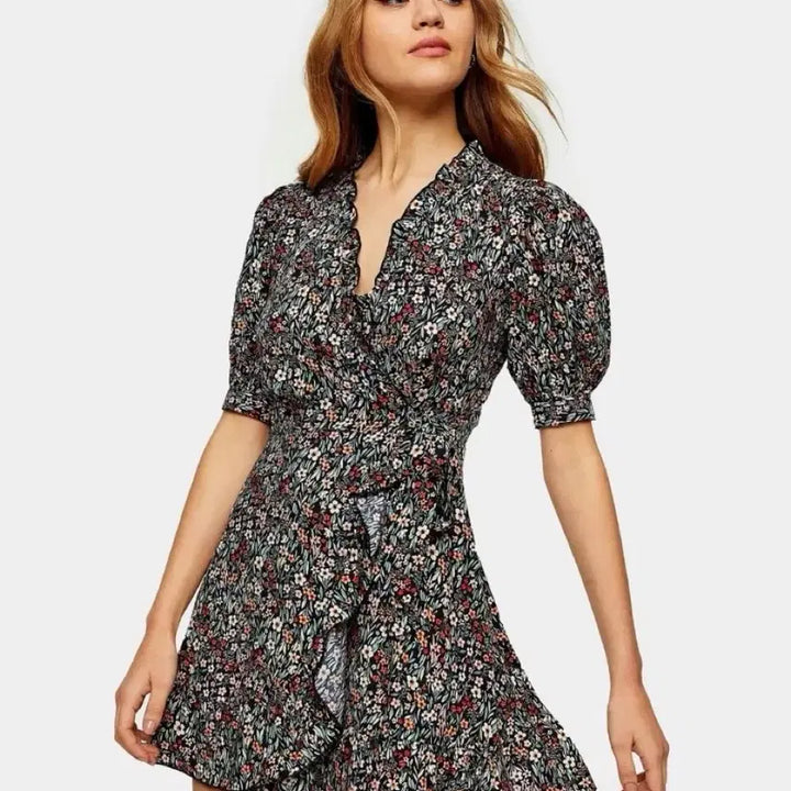 [BUNJANG] Topshop Floral Puff Sleeve Summer Dress / topshop탑샵 퍼프 플라워 드레스 여름원피스
