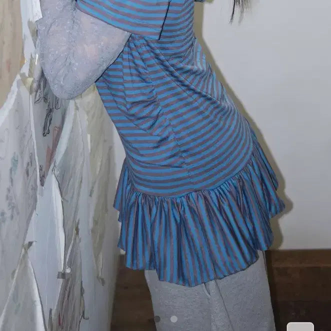 [BUNJANG] Kimahop Verymong Layered Hoodie Blue / 김아홉 베리몽 layerd hoodie blue