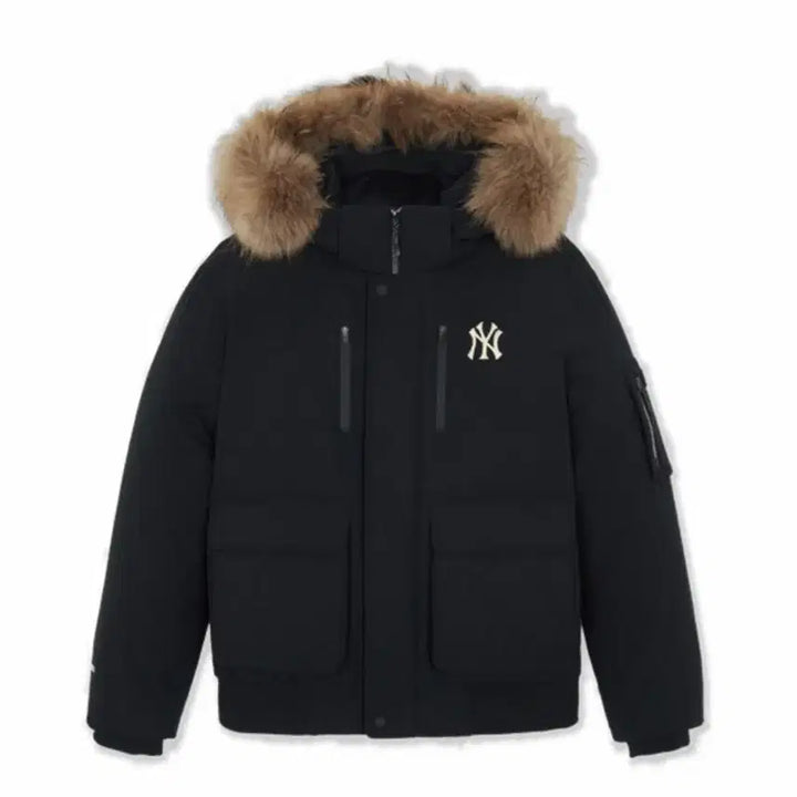 [BUNJANG] MLB 25FW Gorpcore Outpocket Fur Goose Short Padding NY / 25FW  MLB엠엘비 고프코어 아웃포켓 FUR 구스 숏패딩 NY (Bl