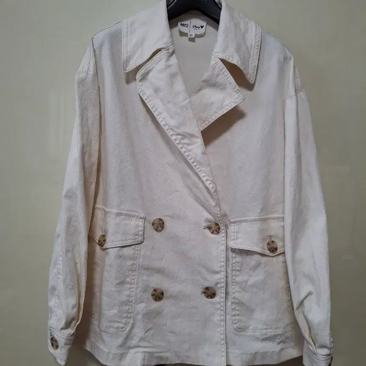 [BUNJANG] M12 x Disney Double Button Ivory Jacket / M12 디즈니 아이보리 더블 버튼 자켓 55  66   약간 A라인