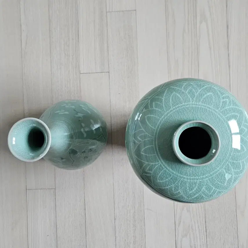[BUNJANG] Celadon Crane and Cloud Decorated Vase Set / 청자운학문 매병, 주병 세트