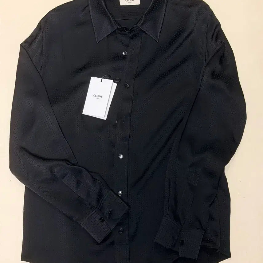 [BUNJANG] Celine Dot Silk Shirt / 셀린느 블랙 스퀘어 도트 실크 셔츠 40사이즈
