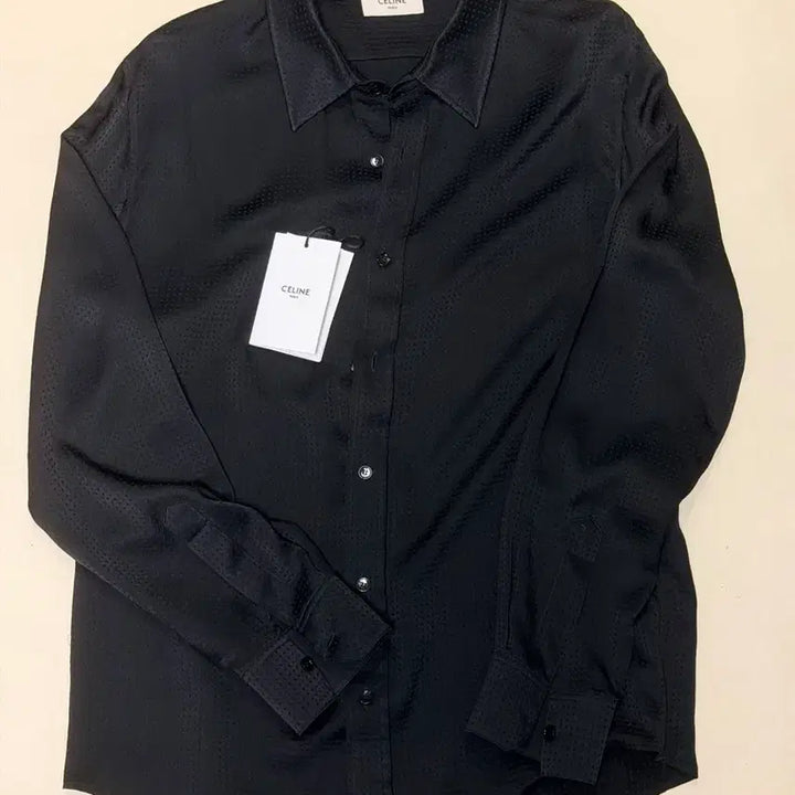 [BUNJANG] Celine Dot Silk Shirt / 셀린느 블랙 스퀘어 도트 실크 셔츠 40사이즈