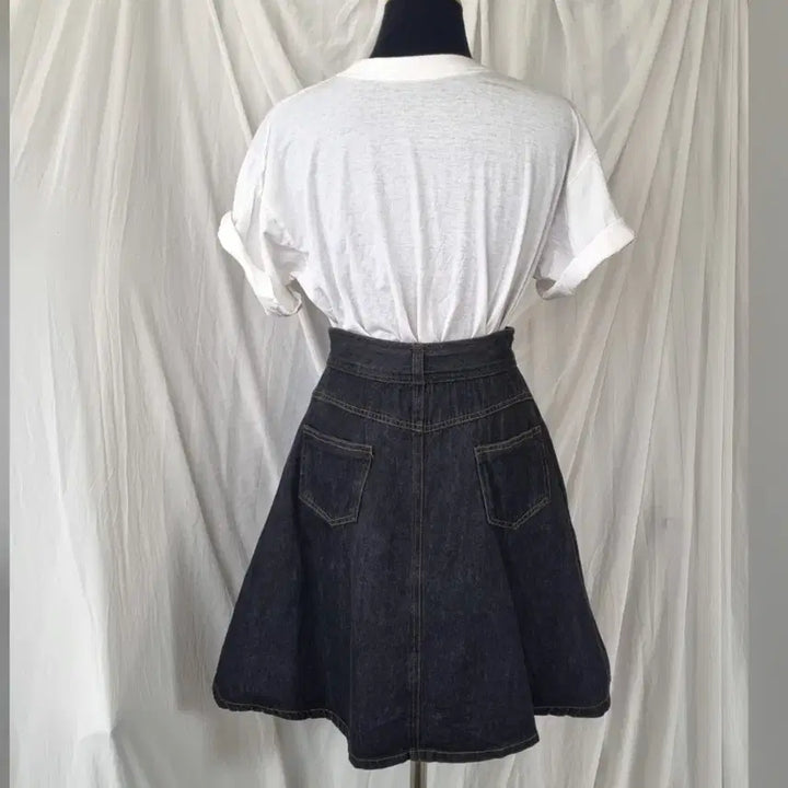 [BUNJANG] Black Denim Flare Skirt / 흑청 데님 플레어 스커트