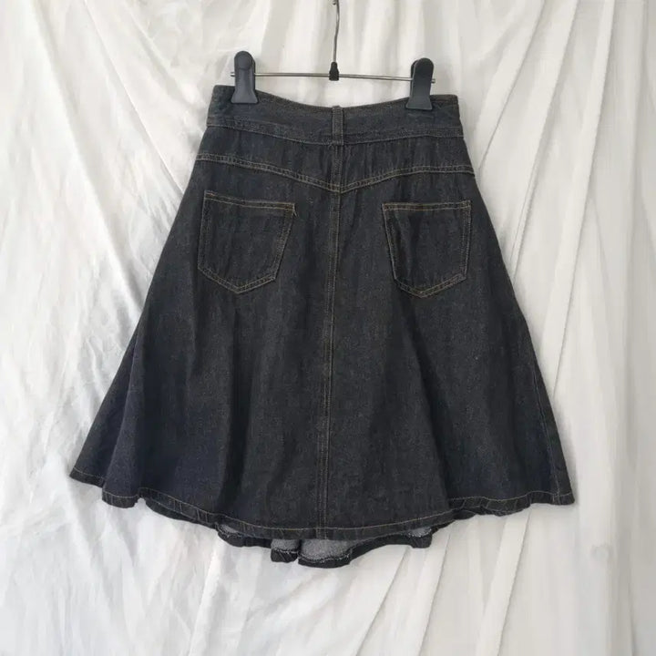 [BUNJANG] Black Denim Flare Skirt / 흑청 데님 플레어 스커트
